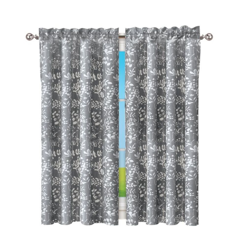 Collections Etc Charlotte Floral Design Rod Pocket Top Curtains